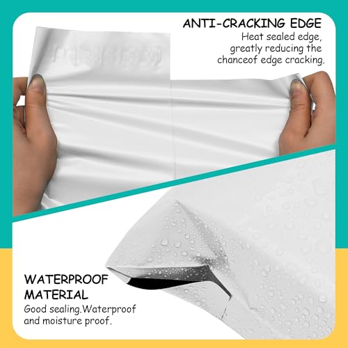 Poly Mailers 10 x 13 Inch, 25 Count, White 2.4 Mil Self-Seal Bags