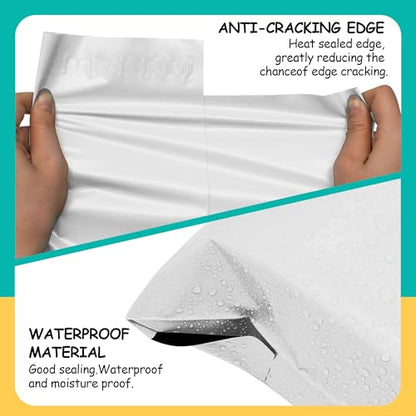 Poly Mailers 10 x 13 Inch, 25 Count, White 2.4 Mil Self-Seal Bags