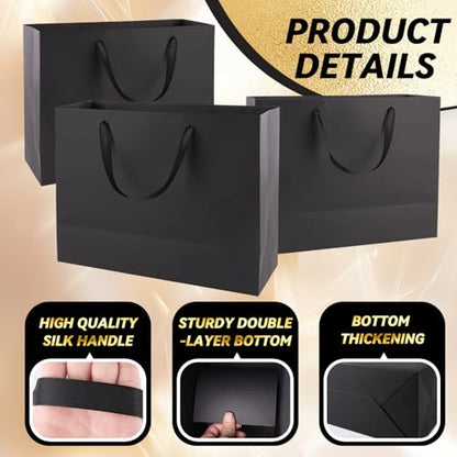 Addblu 3 Pack Extra Large Black Gift Bags with Handles & 9 Tissue Papers - color: Extra Large - 3Pcs