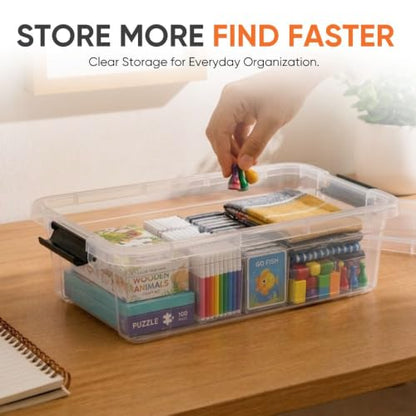 Superio 13.7 Quart Clear Plastic Storage Bin with Lid, Stackable Organizer Box, BPA-Free Storage Container for Home, Garage, School & Office, 2 Pack - size: 13.7 Quart