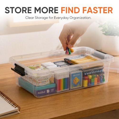 Superio 13.7 Quart Clear Plastic Storage Bin with Lid, Stackable Organizer Box, BPA-Free Storage Container for Home, Garage, School & Office, 5 Pack - size: 13.7 Quart