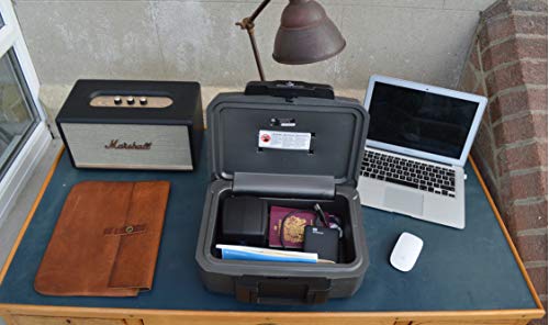 SentrySafe Fireproof Safe with Key Lock, Chest Lock Box for Home or Travel Secures Money, Documents, 0.18 Cubic Feet, 6.1 x 14.3 x 11.2 Inches, 1210 - size: 0.18 cu. ft., style: Fire resistant box with bolt down kit