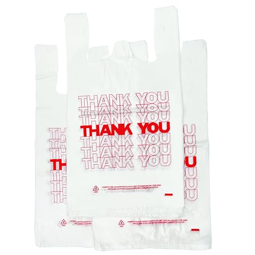 TashiBox Shopping Thank Reusable and Disposable Grocery Bags Measures 11.5" X 6.25" X 21", 15mic, 0.6 Mil (600 Count) - style: 600pcs