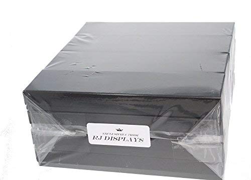 RJ Displays 20 Pack Cotton Filled Matte Black Color Cardboard Paper Jewelry Bracelet, Watch, Necklace, Jewelry Set, Gift Retail Packaging Box Size-8" x 2" x 1" inches #82