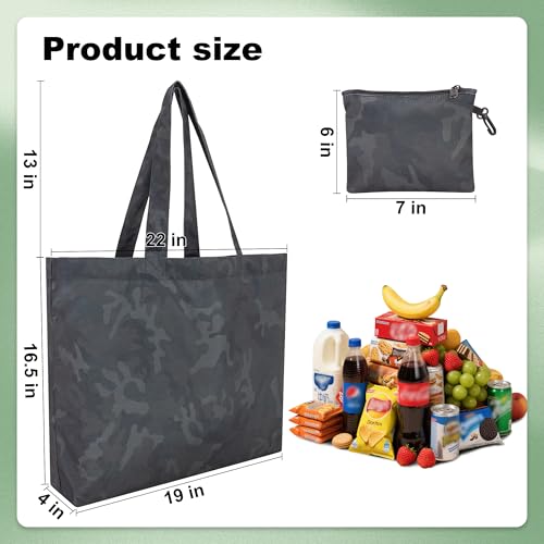 HOLYLUCK Tote Bag with a Detachable Small Bag, Foldable Reusable Grocery Bags 20L Shopping Bag - color: Black Camo