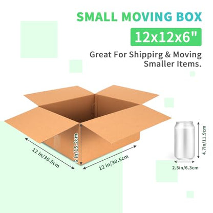 CRUGLA 12x12x6 Shipping Boxes 15 Pack, Brown Corrugated Cardboard Boxes with Side-Lock and Pre-Applied Double-Sided Tape, Easy Assemble Packing Mailer Boxes for Small Business Shipping - size: 12x12x6 Inch 15 Pack