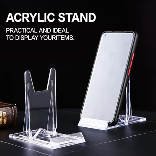 12 Pack Acrylic Book Stand, Adjustable Clear Display Easel for Magazine Comic Book CD Album Artwork Postcard Brochure, Home Office Desktop Organizer(4.2 x 4.3 x 2.35 Inch)