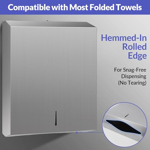 Stardrix Paper Towel Dispenser Wall Mount, Brushed Stainless Steel Commercial Paper Towel Holder with Lock, Large Capacity 400 C Fold/525 Multifold Towels (Pack of 2) - color: Brushed, size: 400 C Fold/525 Multi-Fold with Lock (Pack of 2)