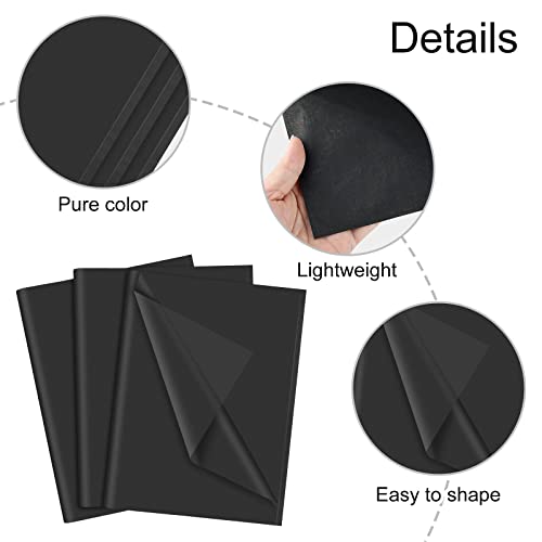 NEBURORA 60 Sheets Black Tissue Paper Set Halloween Gift Wrap Paper(Black) - color: Black