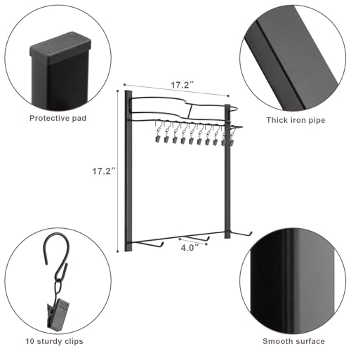 Hat Rack, Metal 3-Tier Wall Organizer Holds Up to 45 Caps with 10 Clips - color: Black-10 Clips 3-Tier