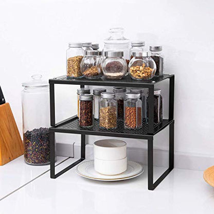 NEX Cabinet Organizer Shelf, Kitchen Counter Shelves Set of 2, Black - color: Black