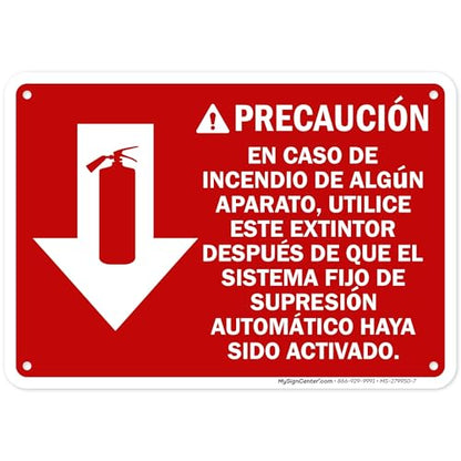 PrecautionIn Case Of Appliance Fire Use This Extinguisher Only Sign, 10x7 Inches, Rust Free .040 Aluminum, Fade Resistant, Made in USA by My Sign Center - size: 7x10 Aluminum