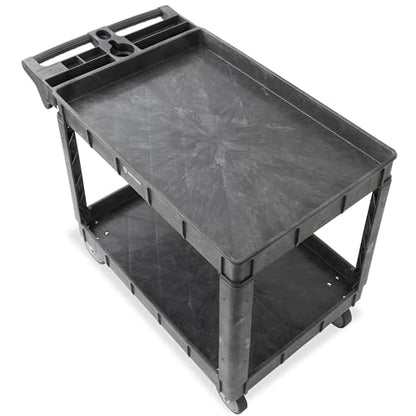 Dryser Utility Cart with Wheels, 46" x 25" Heavy Duty 550 lb. Capacity with Shelves - 2 Tier Rolling Cart with Four 5" Swivel Casters for Warehouse, Garage, Cleaning - size: 2 Shelves 4 Swivel 46x25