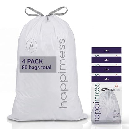 happimess 20-Count Unscented 8 Gal Drawstring Trash Bags, Clear, Pack of 4 - color: Clear, size: 80 Count (Pack of 1)