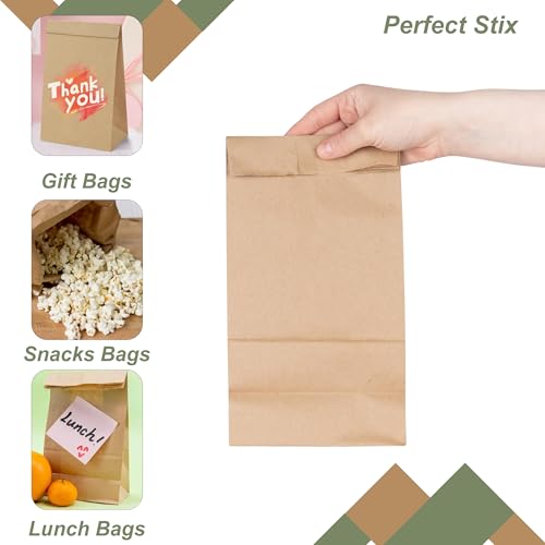 Perfect Stix - Brown Bag 6-100 6lb Brown Paper Lunch Bags - Pack of 100ct