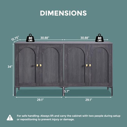 IFGET 61.75" W Modern Arch Sideboard Buffet Cabinet with Storage, Dark Grey - color: Dark Grey, size: 2 Pieces