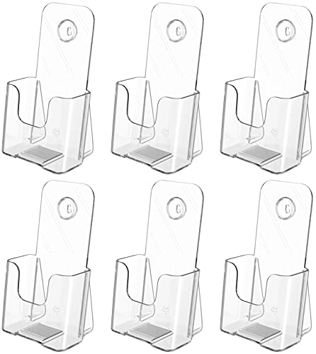 MaxGear Acrylic Trifold Brochure Holder, 4 Inch Wide Flyer Holder, 6 Pack - size: 4"x9"-Rounded Corner Version