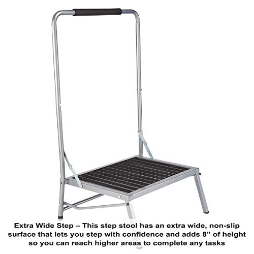 LivingSURE Extra Wide Folding Step Stool with Foam-Grip Handle -