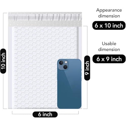 Fuxury Bubble Mailers 6x10" White Padded Envelopes 1000Pack - color: White, size: 6x10" 1000PC