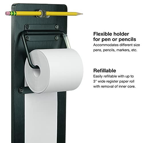 Excello Global Products Wall Mounted Note Paper Dispenser with a 160 Foot roll of Paper Included (Black)