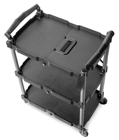 WEN Compact Foldable Service Utility Cart, Three Tier with 165-Pound Capacity (73065) - size: Foldable Cart