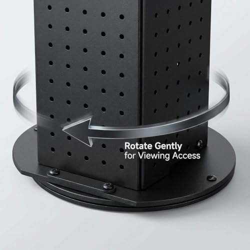 QWORK Rotating Metal Pegboard Display Stand – 4-Sided Spinner with 24 Hooks for Jewelry, Craft & Retail Use