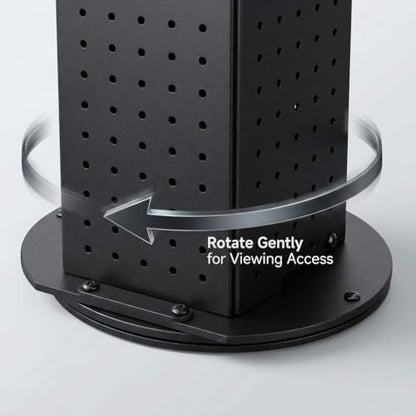 QWORK Rotating Metal Pegboard Display Stand – 4-Sided Spinner with 24 Hooks for Jewelry, Craft & Retail Use