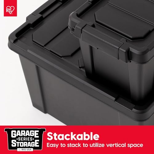 IRIS USA 6-Pack 20 Gal Heavy Duty Lockable Storage Totes with Lids, Black - color: Black, size: 20 Gal - 4 Pack