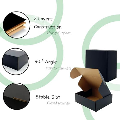 24 Pack 7x6x3 inch Black Shipping Boxes, Cardboard Packaging Mailing Boxes - size: 7x6x3 Inches