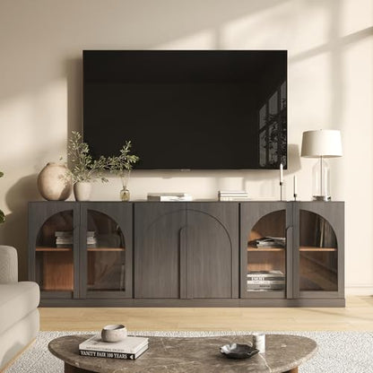 BELLEZE Bijou 3-Piece Modular Sideboard Buffet Cabinet - Ebony - color: Bijou Ebony Aab