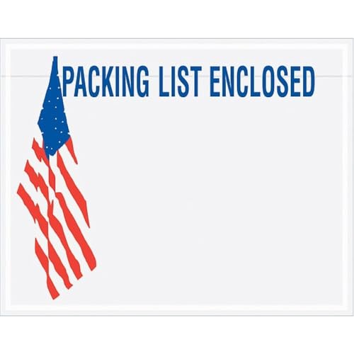 7" x 5 1/2" w/ USA Flag "Packing List Enclosed" Panel Face (PL468) Category: Packing List Envelopes