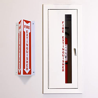 SmartSign "Fire Extinguisher" Two-Sided V-Shaped Projecting Sign with Down Arrow, 18 x 4 inch, 120 mil Polished Acrylic, Red/White, Made in USA - color: #3. White Acrylic