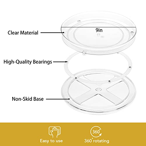 URALFA 9 Inch Lazy Susan Turntable, 2 Pack Small Rotating Cabinet Organizer - size: 9 Inch / 1 Tier / 2 Pack