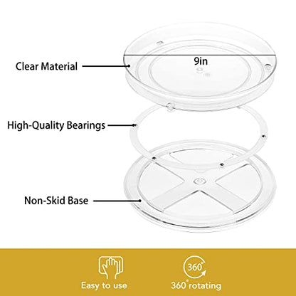 URALFA 9 Inch Lazy Susan Turntable, 2 Pack Small Rotating Cabinet Organizer - size: 9 Inch / 1 Tier / 2 Pack