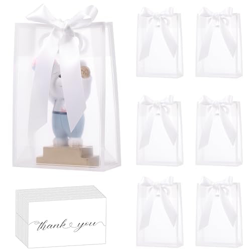 GAWBYET 24 Pcs Clear Plastic Gift Bags with Handles,White - color: White-7x10x3.15 Inch