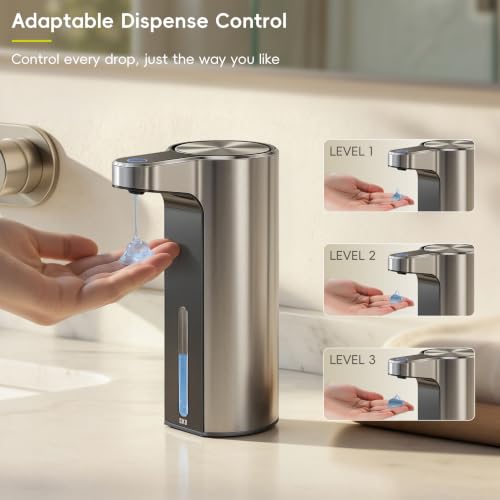 EKO Aroma Touchless Automatic Soap Dispenser for Kitchen and Bathroom, Liquid Hand Soap Dispenser, Rechargeable, 9 fl oz (Stainless) - color: Stainless Steel, size: 9 oz