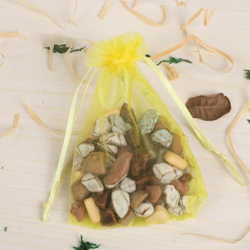 Dkrsyz 100 Count Sheer Organza Mesh Drawstring Gift Bags Yellow 4x6 Inch - color: Yellow, size: 4x6 inch 1 Count (Pack of 100)