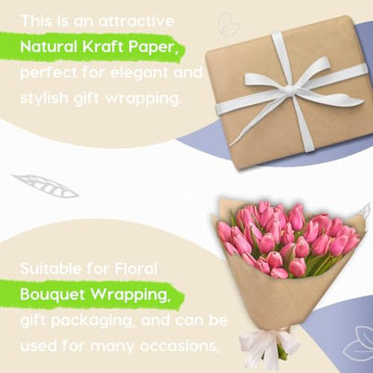 PerkHomy Brown Kraft Paper Roll 36" x 3,600" (300') for Gift Wrapping Bouquet Flower Art Painting Craft Writing Packaging Shipping 80GSM 55LB (Brown, 36" x 300') - color: Brown, size: 36" x 300'