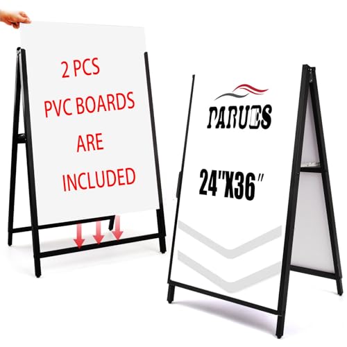 A Frame Sidewalk Sign 24x36 inches Sandwich Board Signs Outdoor Heavy Duty Double-Sided,including 4 Corrugated Boards & 4 Anti-Glare Covers for Business Indoor Outdoor (2 PACK) - color: 2 PACK black