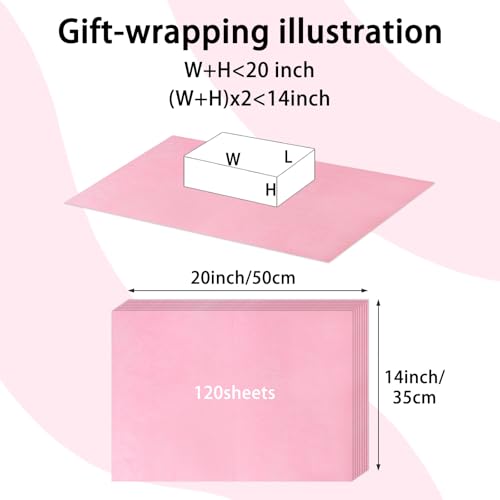 120 Sheets 14 x 20 Inch Pink Tissue Paper for Gift Bag Wrapping - color: Pink