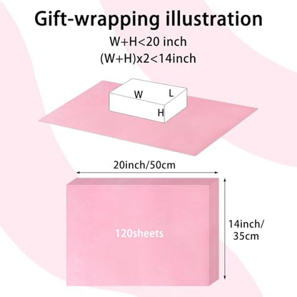 120 Sheets 14 x 20 Inch Pink Tissue Paper for Gift Bag Wrapping - color: Pink