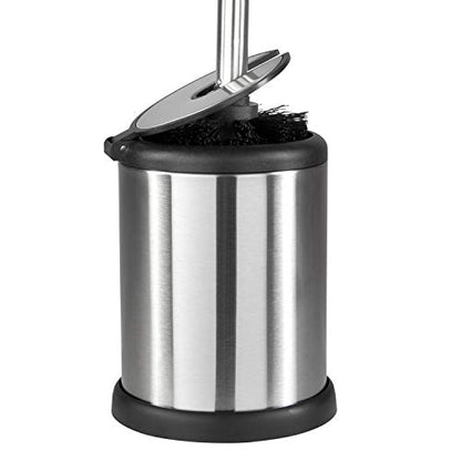 Bath Bliss Stainless Steel 2 Pack Self Closing Lid Toilet Brush and Holder, Finger Print Proof, Compact, Small Space, 6980-2PK, Silver