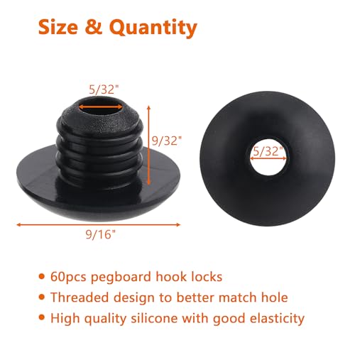Pegboard Hook Locks, for Stopping Hooks from Falling Off, 60PCS, Black - color: Black