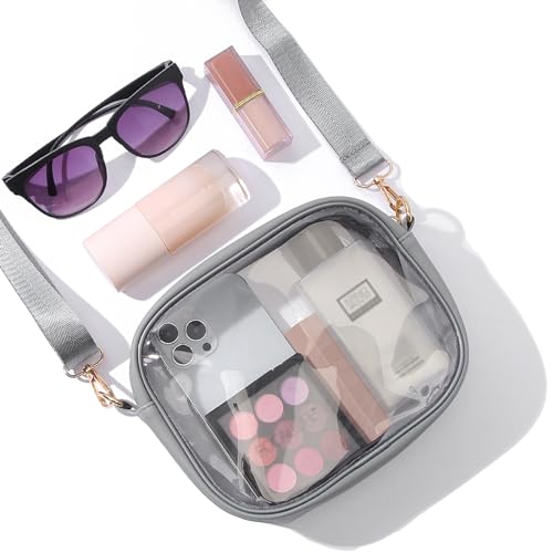 TOBVZOO Clear Bag Stadium Approved, Crossbody Transparent Bag for Concerts Sports Events, Purses for Men & Women - color: Grey