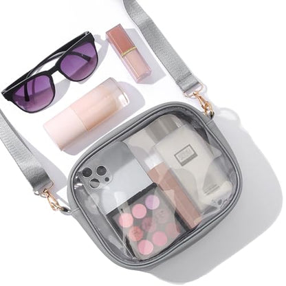 TOBVZOO Clear Bag Stadium Approved, Crossbody Transparent Bag for Concerts Sports Events, Purses for Men & Women - color: Grey