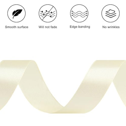Ivory Satin Ribbon, 1 Inch, 50 Yards - color: ivory