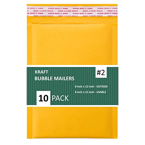 SALES4LESS - Kraft Bubble Mailers, Self-Seal, Waterproof & Cushioned Padded Envelopes for Shipping, 8.5 x 12 in (10 Pack, Gold) - size: 8.5 x 12 in
