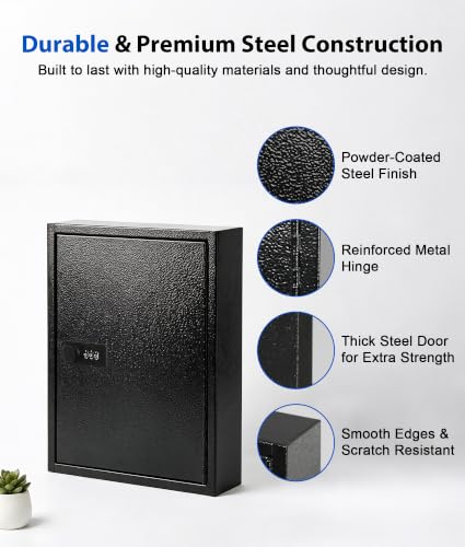 KYODOLED Key Box, 40-Key Lock Box with Combination Lock, Wall Mount, Black - color: Black-01