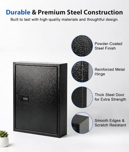 KYODOLED Key Box, 40-Key Lock Box with Combination Lock, Wall Mount, Black - color: Black-01