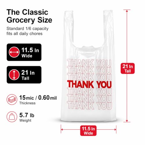 TashiBox 300Ct Plastic Bags，thank you bags,Shopping bags - style: 300pcs